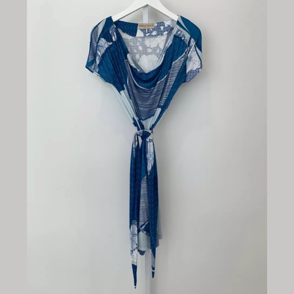 EMILIO PUCCI BLUE WHITE PRINT BELTED DRESS SIZE IT 42 / US 8 NWOTS! - Picture 3 of 11